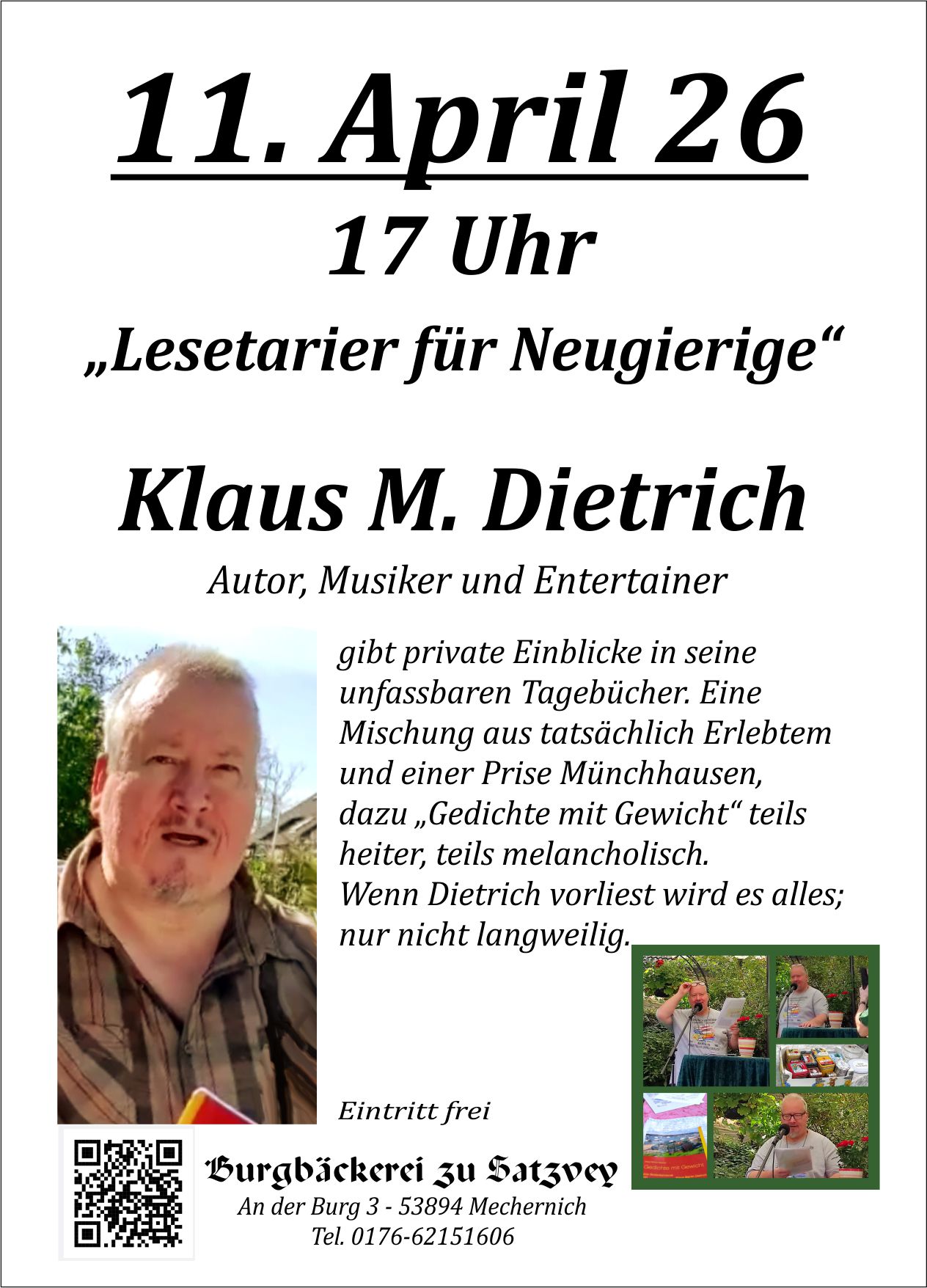 Klaus M. Dietrich - Lesetarier für Neugierige - 11. April 2026 - 17 Uhr